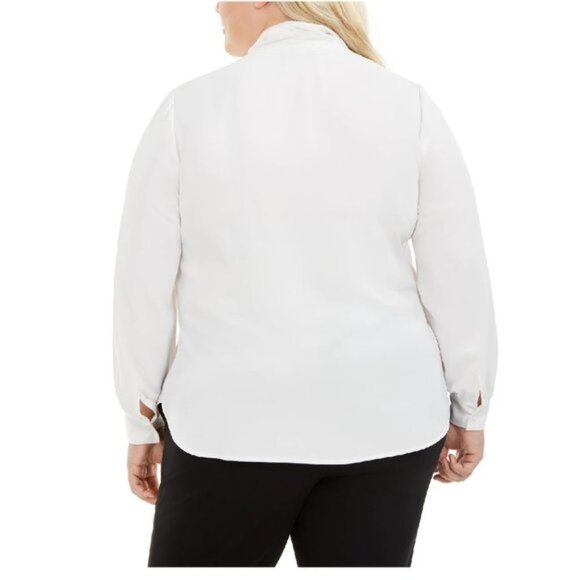Bar III Trendy Plus Size Tie-Neck Blouse - Picture 2 of 8